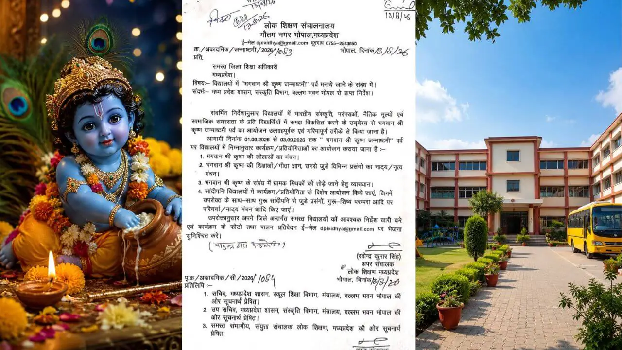 MP के स्कूलों में तीन दिन मनेगी श्रीकृष्ण जन्माष्टमी, कृष्ण लीलाओं से लेकर गीता ज्ञान तक होंगे कार्यक्रम