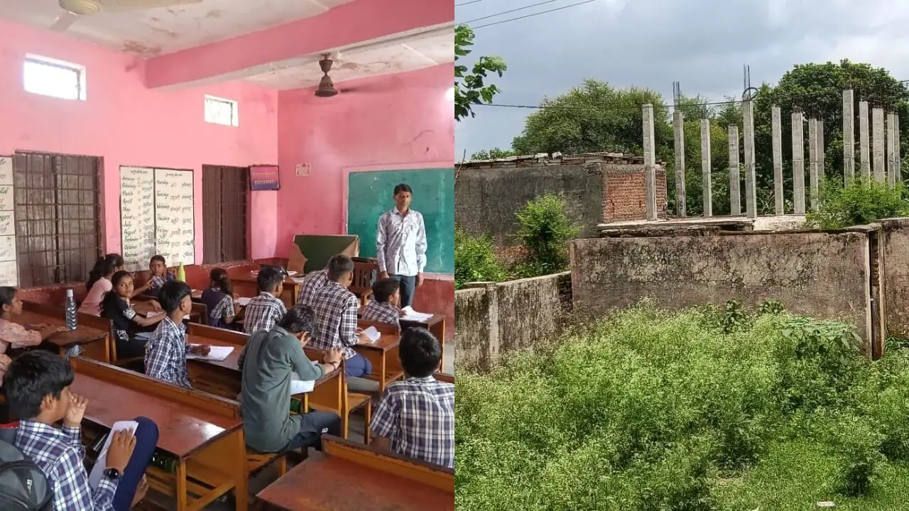 नीमच: मालखेड़ा में जर्जर स्कूल भवन में पढ़ने को मजबूर बच्चे, छत से गिर रहा प्लास्टर, चारों तरफ गंदगी का अंबार