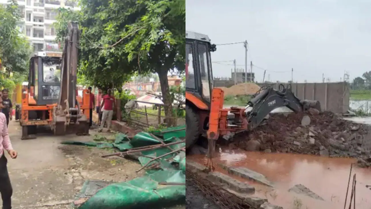 भोपाल में अवैध निर्माण पर नगर निगम की बड़ी कार्रवाई, इंडस मुस्कान कॉलोनी में निर्माण तोड़ा