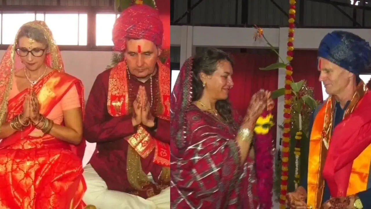 उज्जैन में विदेशी जोड़ों की अनोखी शादी, इटली-स्पेन-इंग्लैंड के 6 लोगों ने हिंदू रीति से लिए सात फेरे