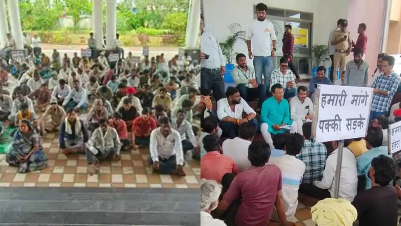 रतलाम कलेक्ट्रेट में मौन धरने पर बैठे ग्रामीण, कलेक्टर ने समस्याएं सुन दिया समाधान का आश्वासन