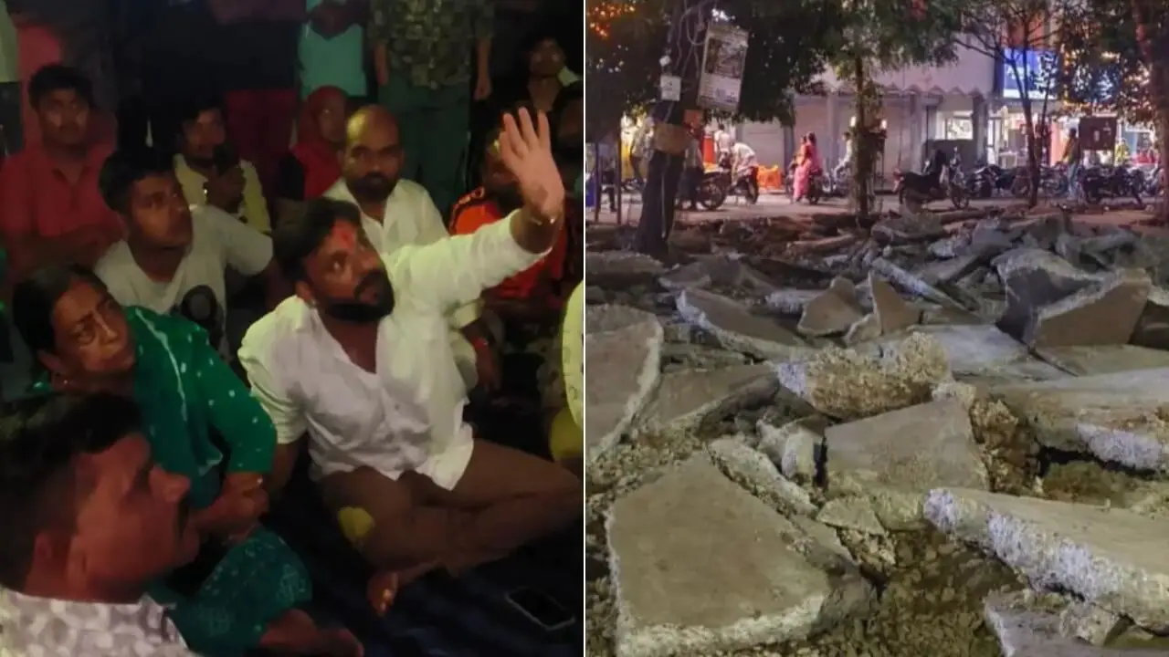 रतलाम के चौपाटी क्षेत्र में नगर निगम की अतिक्रमण हटाओ कार्रवाई, विरोध में धरने पर बैठे ठेला संचालक