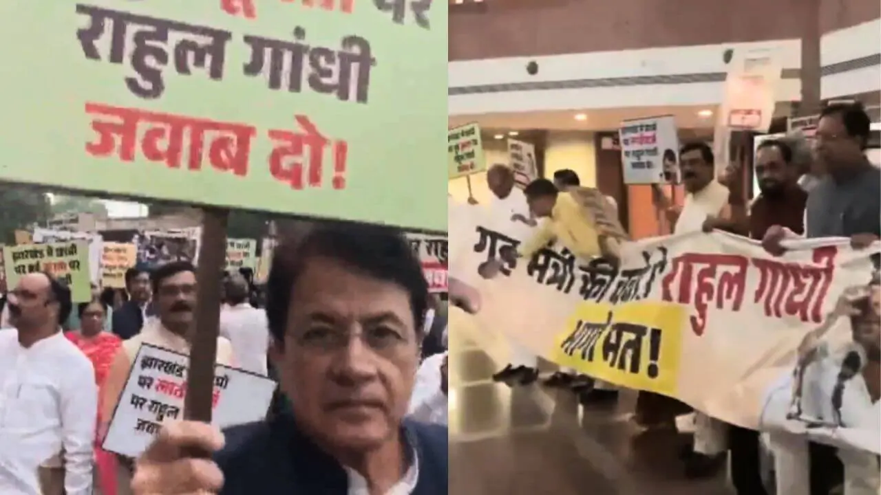 झारखंड में स्टूडेंट्स पर लाठीचार्ज पर सियासत, सत्ता पक्ष का विपक्ष पर पलटवार-“राहुल गांधी जवाब दो” बैनर पोस्टर के साथ प्रदर्शन