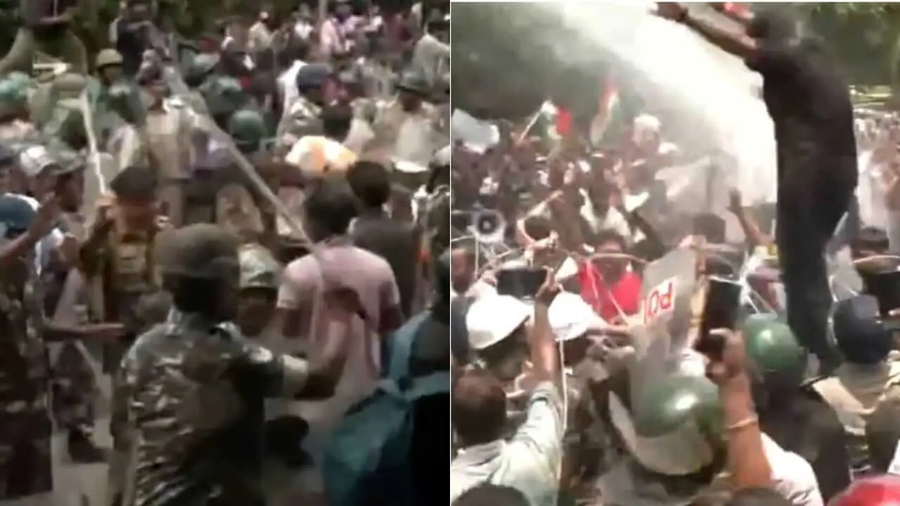 रांची में विधानसभा घेराव करने पहुंचे छात्रों पर लाठीचार्ज, वाटर कैनन का प्रयोग किया तो नाचने लगे छात्र, JPSC के पूर्व चेयरमैन एल ख्यांगते अरेस्ट